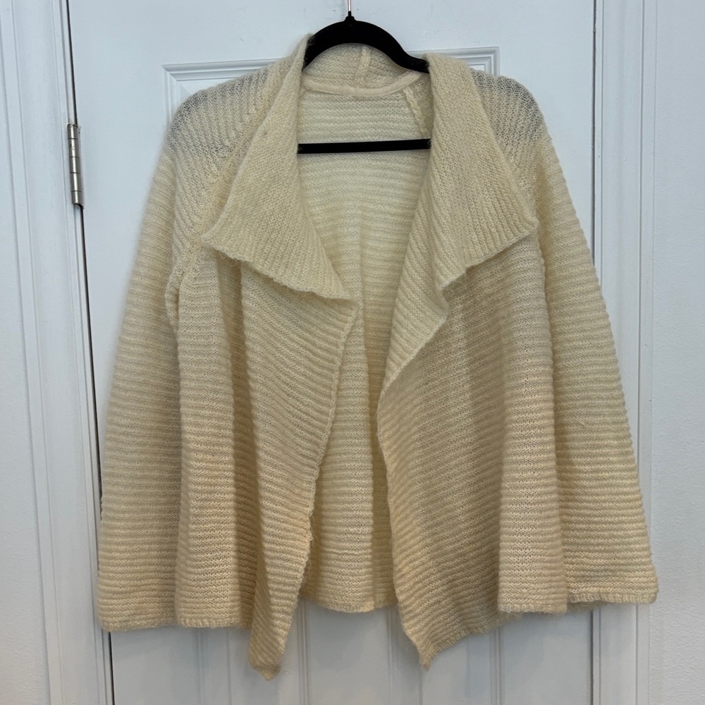 Gudrun Sjödén Ecru Mohair Wool Open Front Cardigan‎